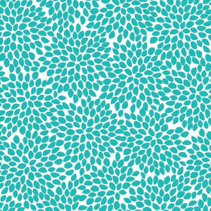 Stylized floral pattern in aqua blue and white