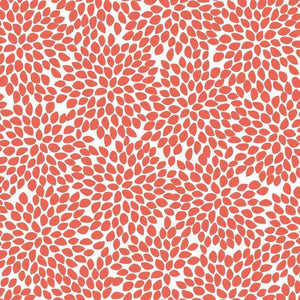 A repetitive pattern of red leaf-like shapes on a white background.