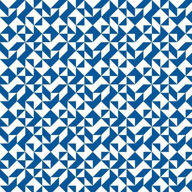 Geometric blue and white maze-like pattern