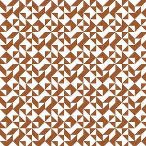 Interlocking geometric pattern in white and brown