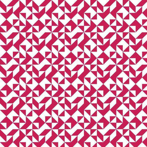 Geometric maze-like pattern in crimson and white