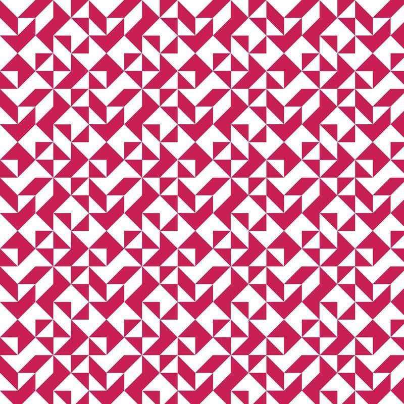 Geometric maze-like pattern in crimson and white