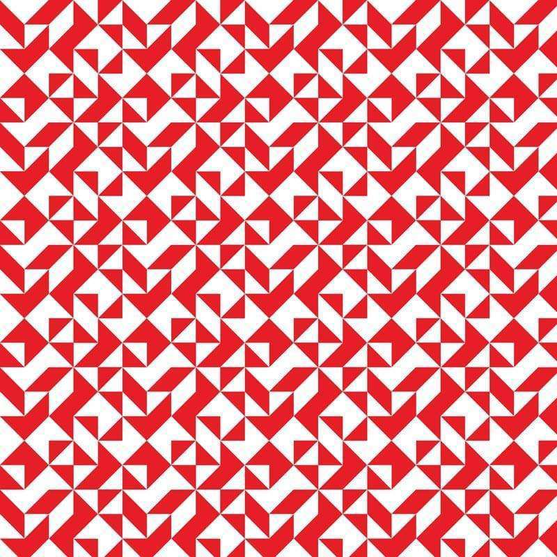 Abstract red and white interlocking geometric pattern
