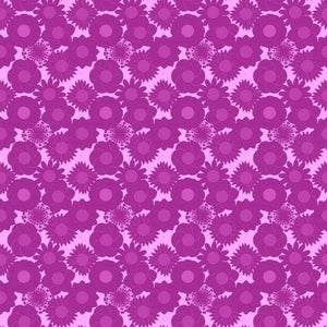 Seamless purple floral pattern with varied blossoms