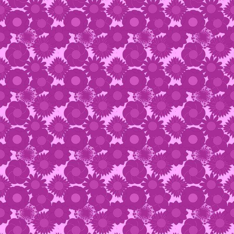 Seamless purple floral pattern with varied blossoms