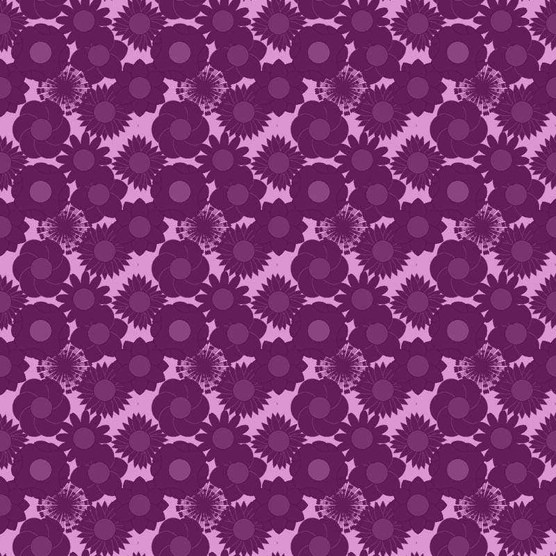 Symmetrical floral pattern in shades of purple