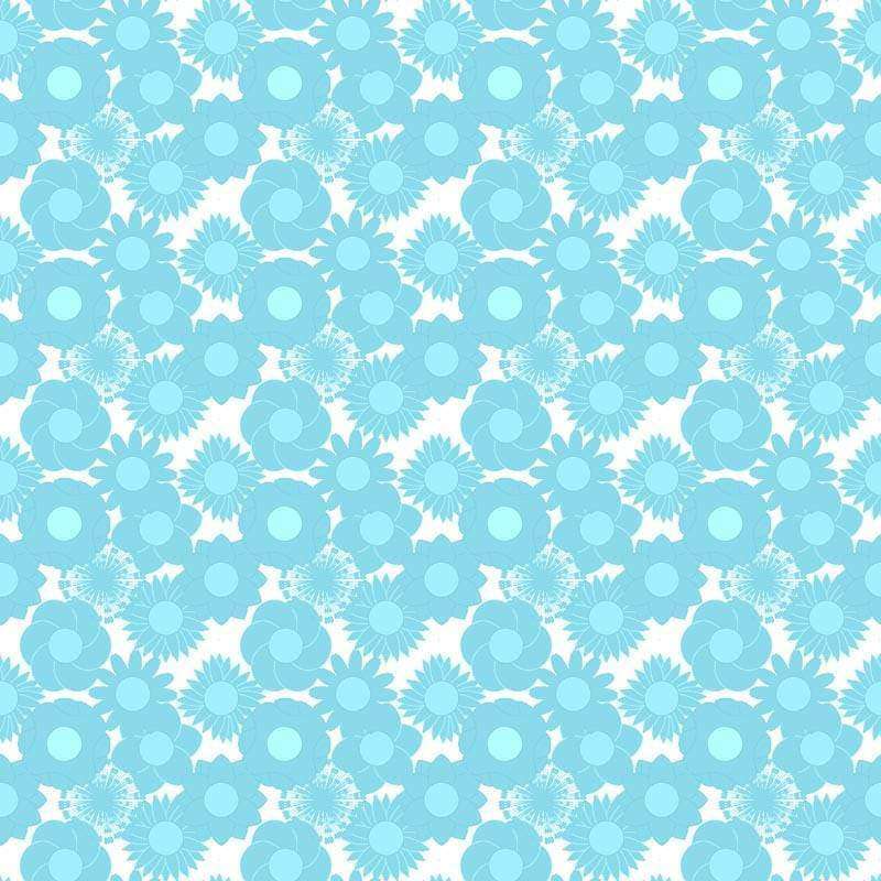 Floral pattern with aqua blue tones