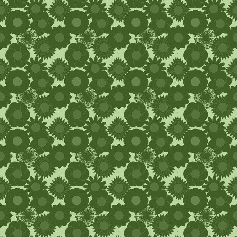 Floral pattern with varying green shades