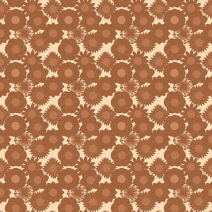 Seamless floral pattern with sunflower motifs in shades of brown