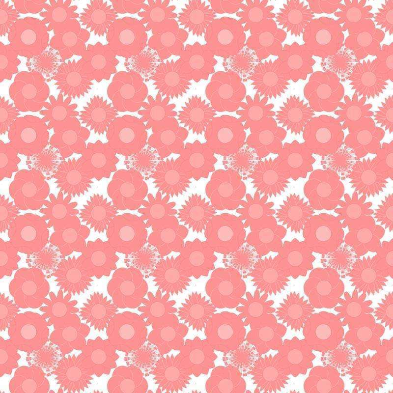 Seamless pink floral pattern on white background