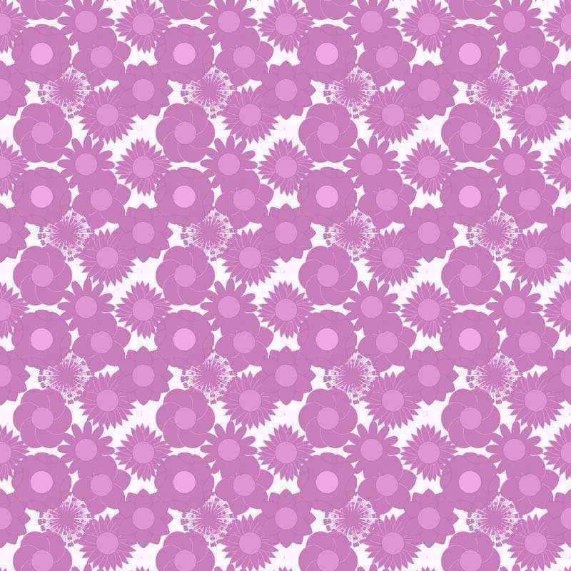 Seamless pattern with stylized floral designs in purple shades