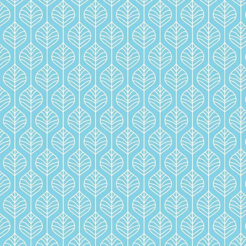 Repeated leaf patterns in aqua and white