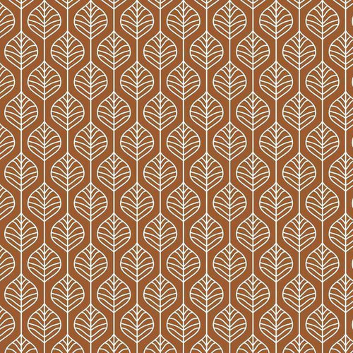 Repeating white leaf pattern on a terracotta background