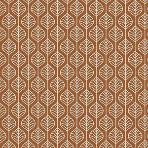 Repeating white leaf pattern on a terracotta background
