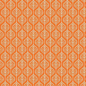 Geometric leaf pattern in orange and white