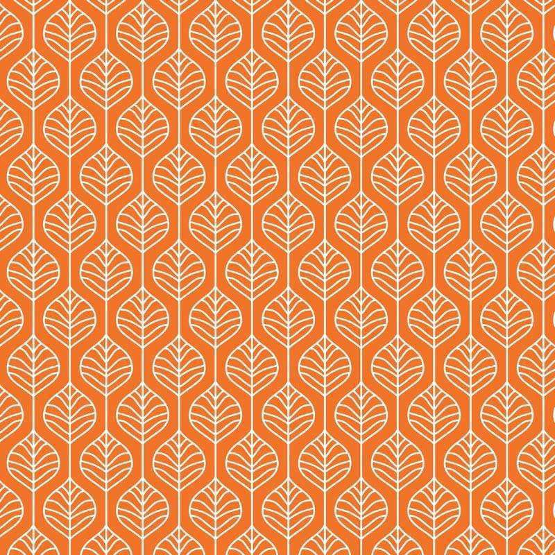 Geometric leaf pattern in orange and white