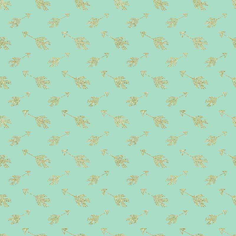 Delicate golden botanical pattern on a soft mint background