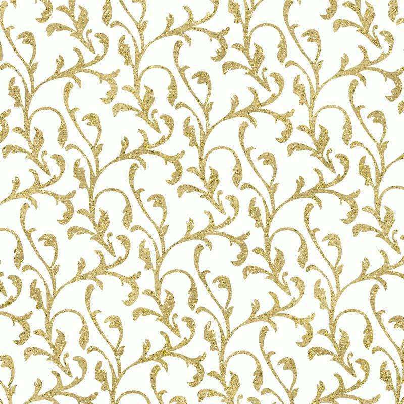 Elegant golden vine pattern on a cream background