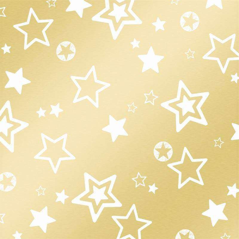 Various white stars on a golden background