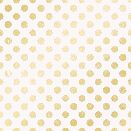 White background with golden textured polka dots pattern