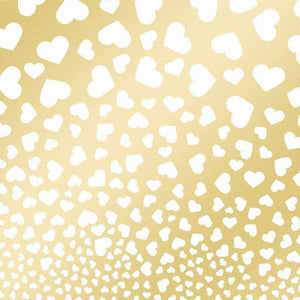 Assorted white hearts on a golden background