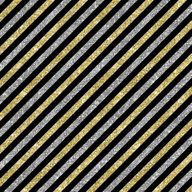 Diagonal black and gold glitter stripes