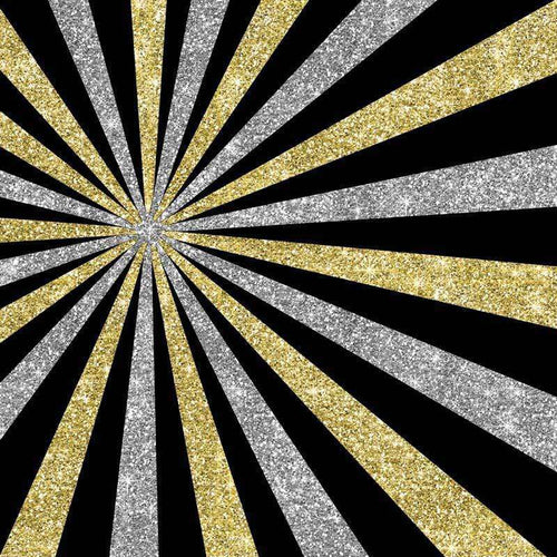 Black and golden glitter radial stripe pattern