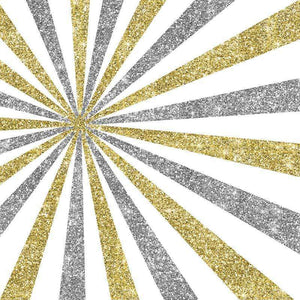 Gold and silver glitter sunburst pattern