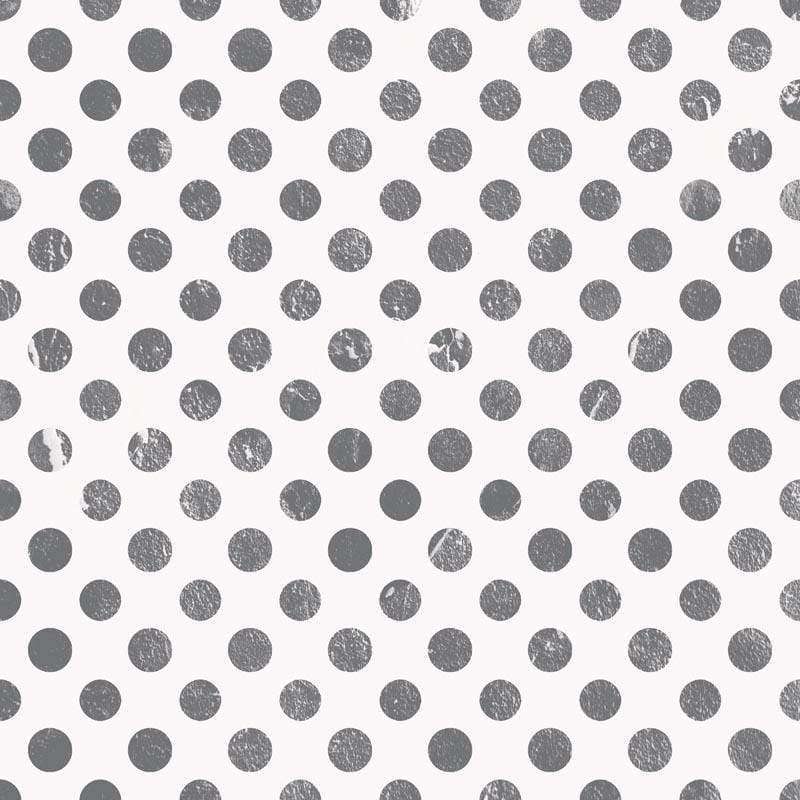 Hand-drawn style charcoal grey polka dots on a white background
