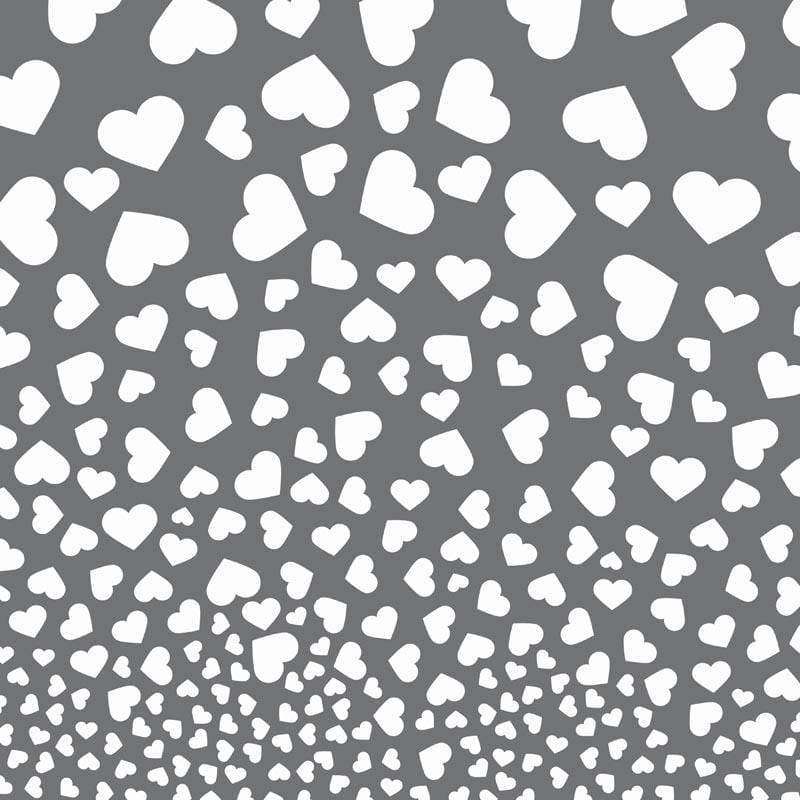Scattered white hearts on a grey background pattern