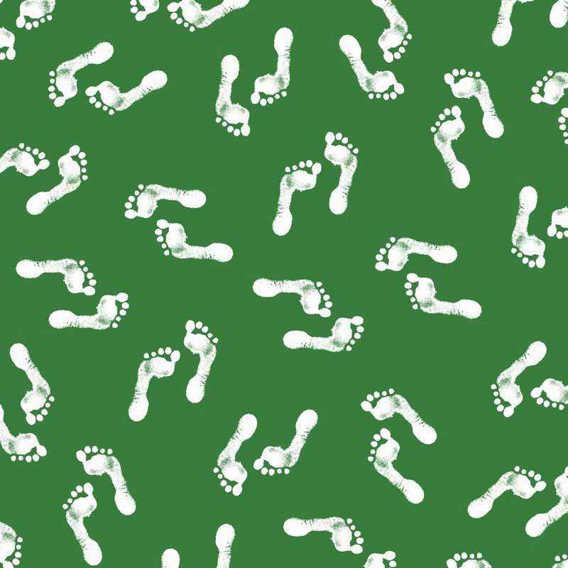 Footprint pattern on a green background