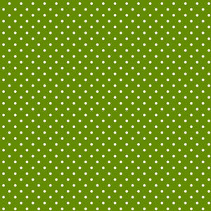 Green fabric with white polka dots