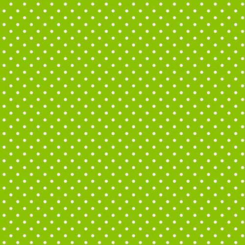 Green fabric with white polka dots