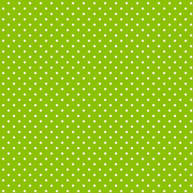 Green fabric with white polka dots
