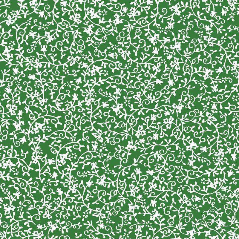 Floral vine pattern in green and white