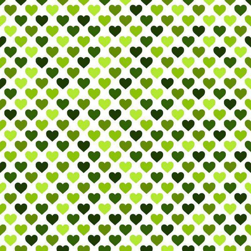 Repeated heart pattern in shades of green