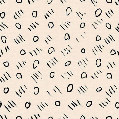 Black abstract doodle patterns on a beige background