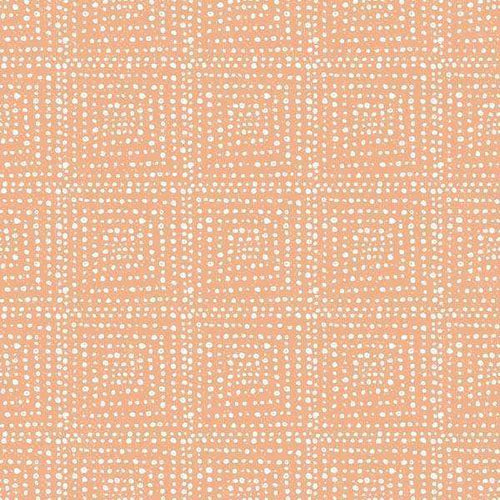 Geometric pattern with dots arranged in grid lines on an apricot background