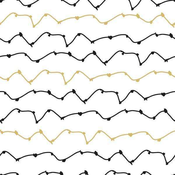 Abstract zigzag pattern with black and gold lines on a white background