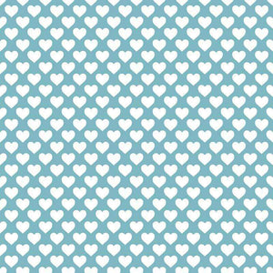 Seamless blue pattern of stylized hearts on a light background