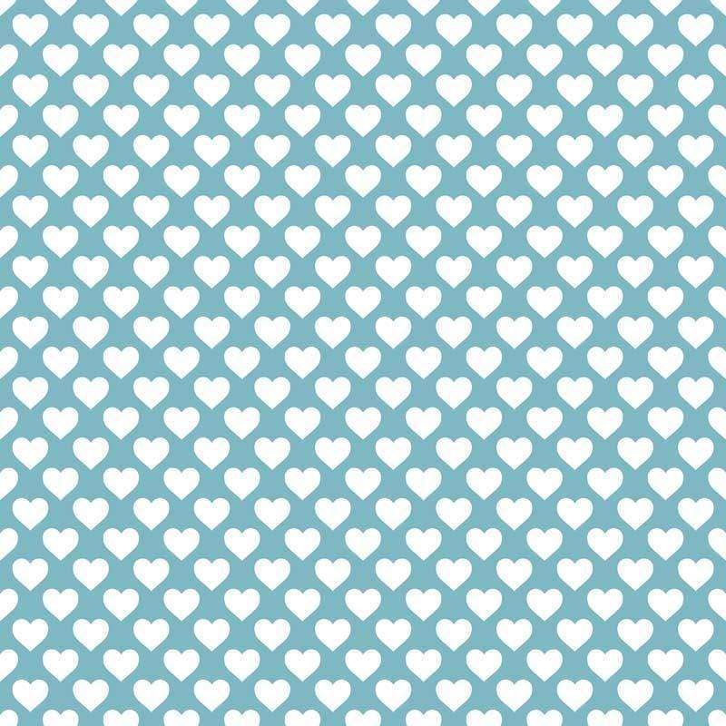 Seamless blue pattern of stylized hearts on a light background