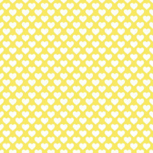 Seamless yellow heart pattern on a soft white background