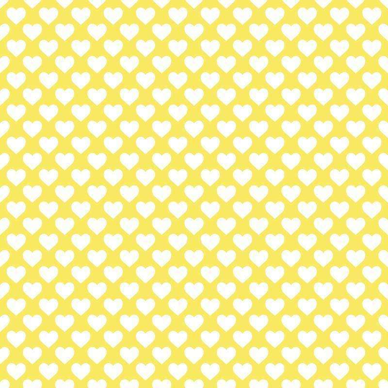 Seamless yellow heart pattern on a soft white background