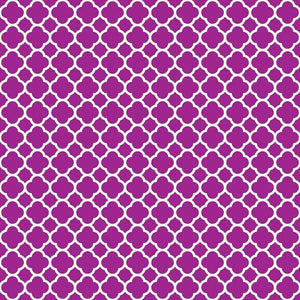 Seamless pattern of purple quatrefoil shapes on a light lavender background