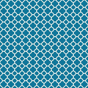 Repeated quatrefoil pattern in shades of blue