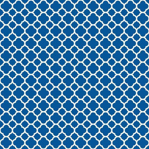 Repeating blue floral pattern on a white background