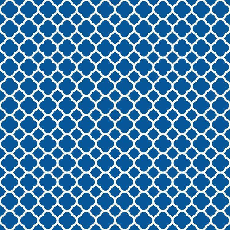Repeating blue floral pattern on a white background