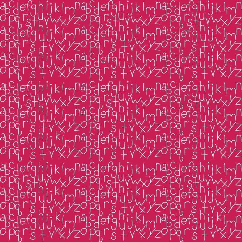 Repeat pattern with white alphabet letters on a pink background