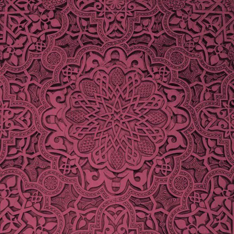 Intricate crimson mandala pattern with floral and geometric motifs