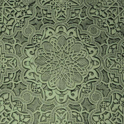 Intricate green arabesque pattern